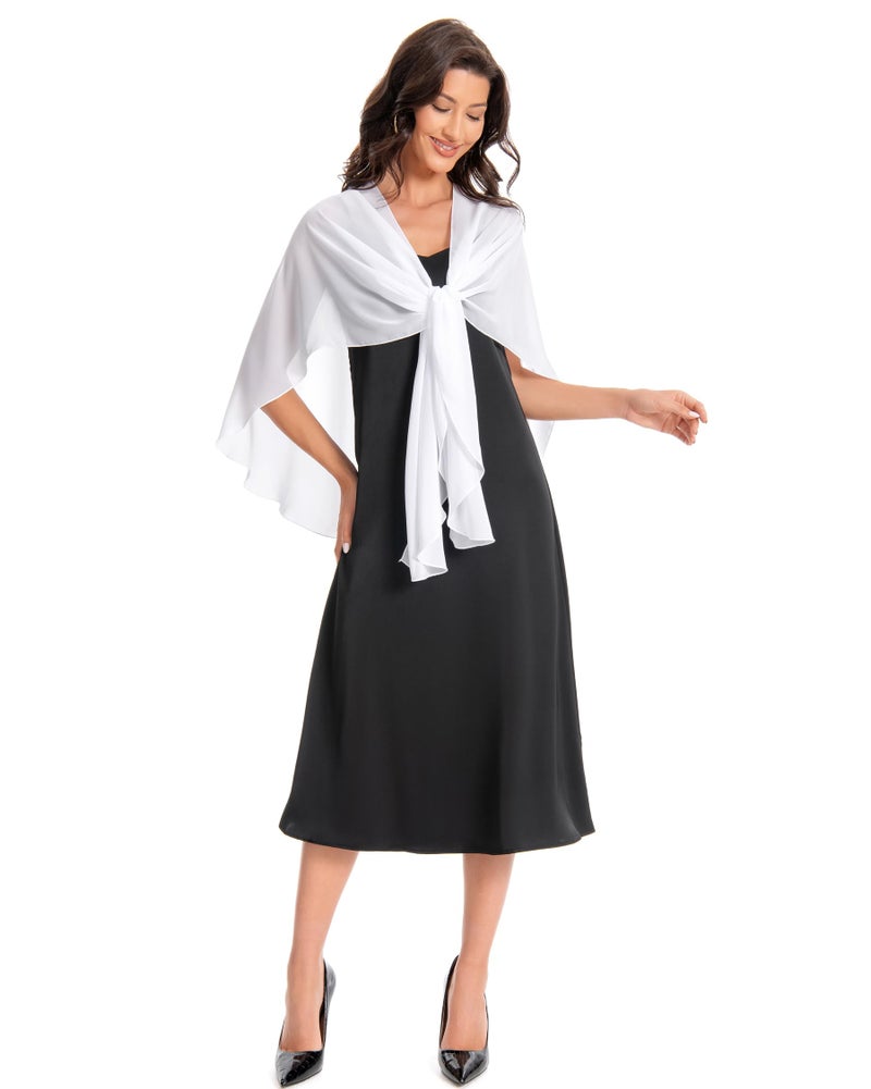 Hotshawl Womens Chiffon Shawls and Wraps, Wedding Party Shawl Scarf for Evening Dresses (Ivory) - Image 3